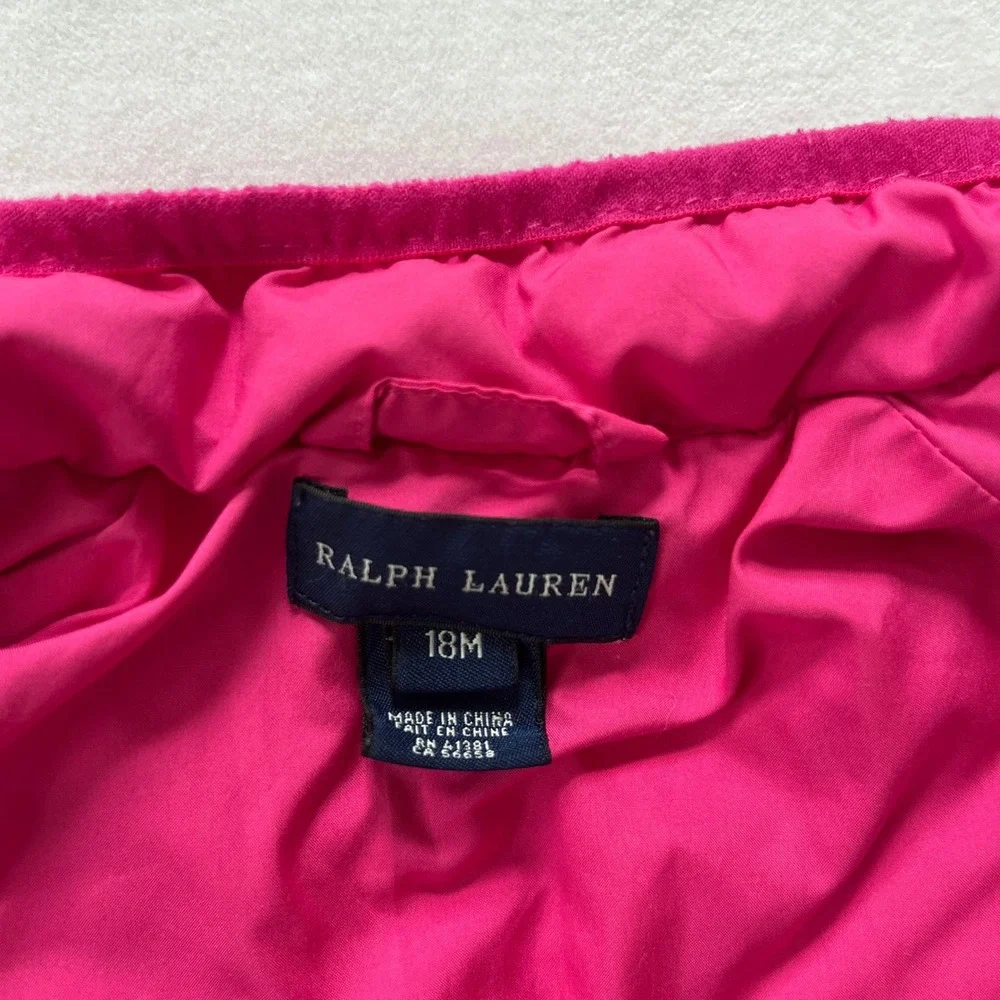 Baby Ralph Lauren 18M Pink Puffer Jacket Full Zip Quilted Outerwear 18 months